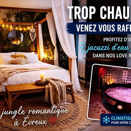 L'evasion Romantique En Amazonie, Spa, 5 Min Centre Ville, Ecran Cinema, Day Use, Lit Baldaquin Évreux